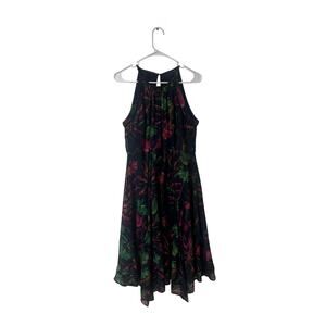 Just Taylor Blue Midi Length Sleeveless Dress Pink Floral Spring Summer Formal